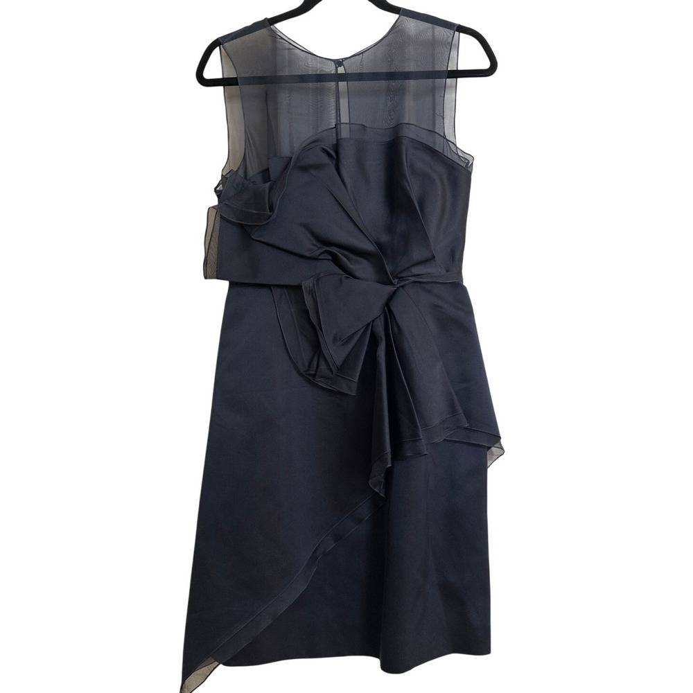 J. Mendel‎ 100% Silk Cocktail Dress Sheer Illusion Neckline Bow Detail 6
